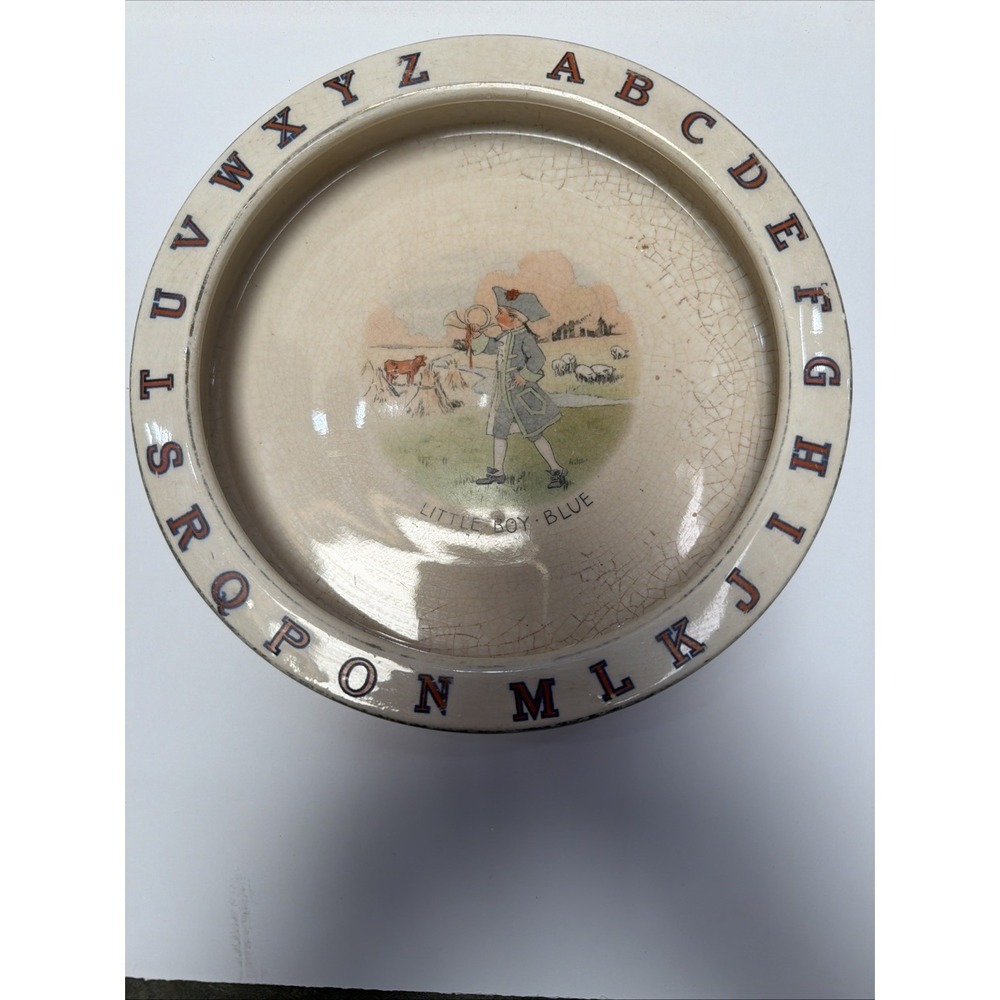 1920s Juvenile ABC Alphabet Little Boy Blue‎ Porcleain Dish